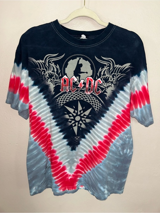 Anvil Other - AC/DC VTG TIE-Dye Band Tee in Black, Red & Light Blue
